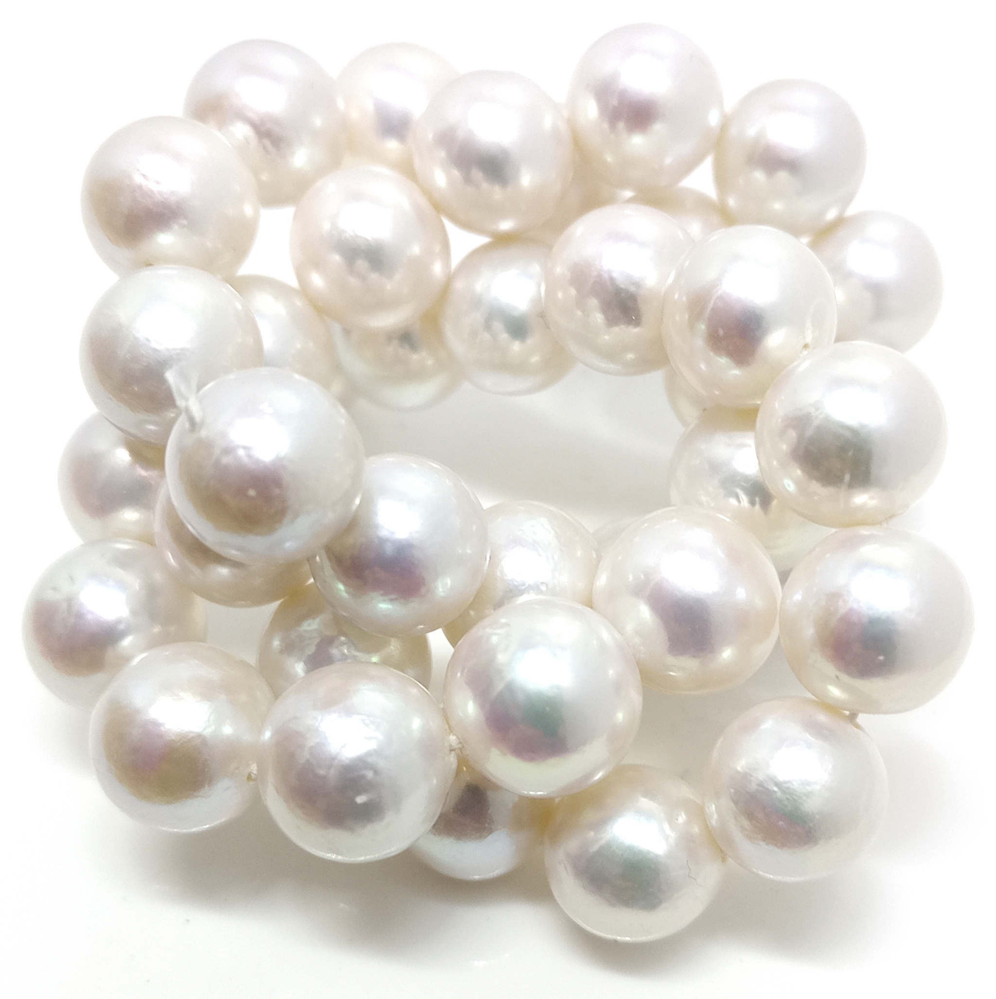 White Round AA+ 10.4-11.4mm Round Pearls Strand